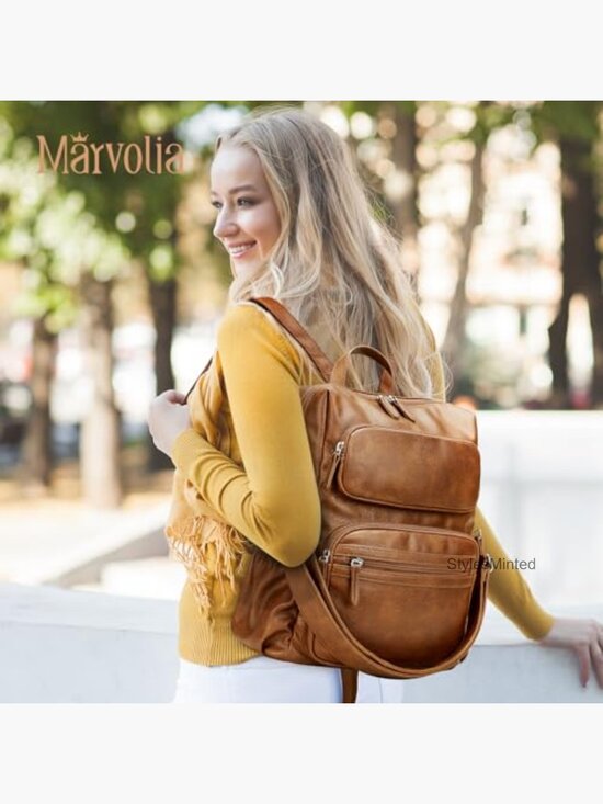 PU Leather Convertible Backpack Wristlet Set Laptop Sleeve main image 6